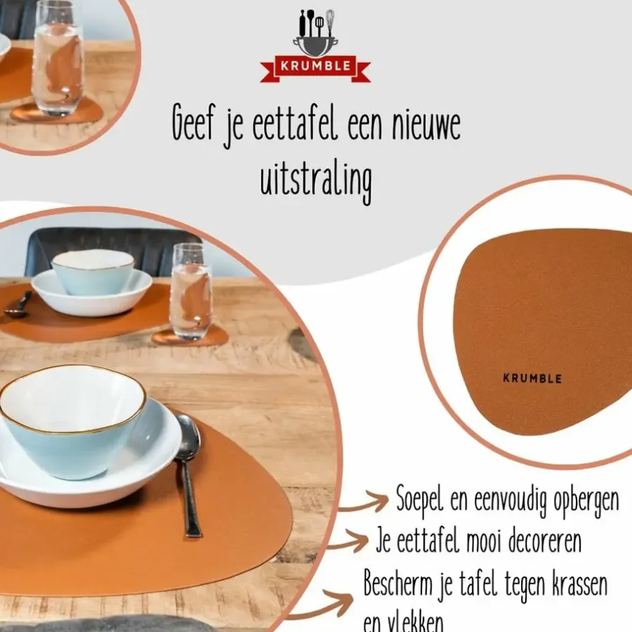 Placemats-Krumble Placemat set design - 2 stuks - Bruin