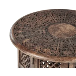 Bijzettafels-Beliani KUMALI - Bijzettafel - Donkere houtkleur - Mangohout