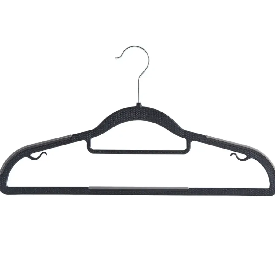 ACAZA Kunststof kledinghangers - Set van 20 - antislip - met broeklat - Zwart