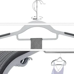 Kledingopbergers-ACAZA Kunststof kledinghangers - antislip - draaibare haak - 30 stuks - grijs