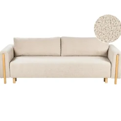 Slaapbanken|Slaapbanken-Leen Bakker KVAM - Slaapbank 3-zits opbergruimte - Beige - Bouclé