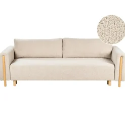 Slaapbanken|Slaapbanken-Leen Bakker KVAM - Slaapbank 3-zits opbergruimte - Beige - Bouclé