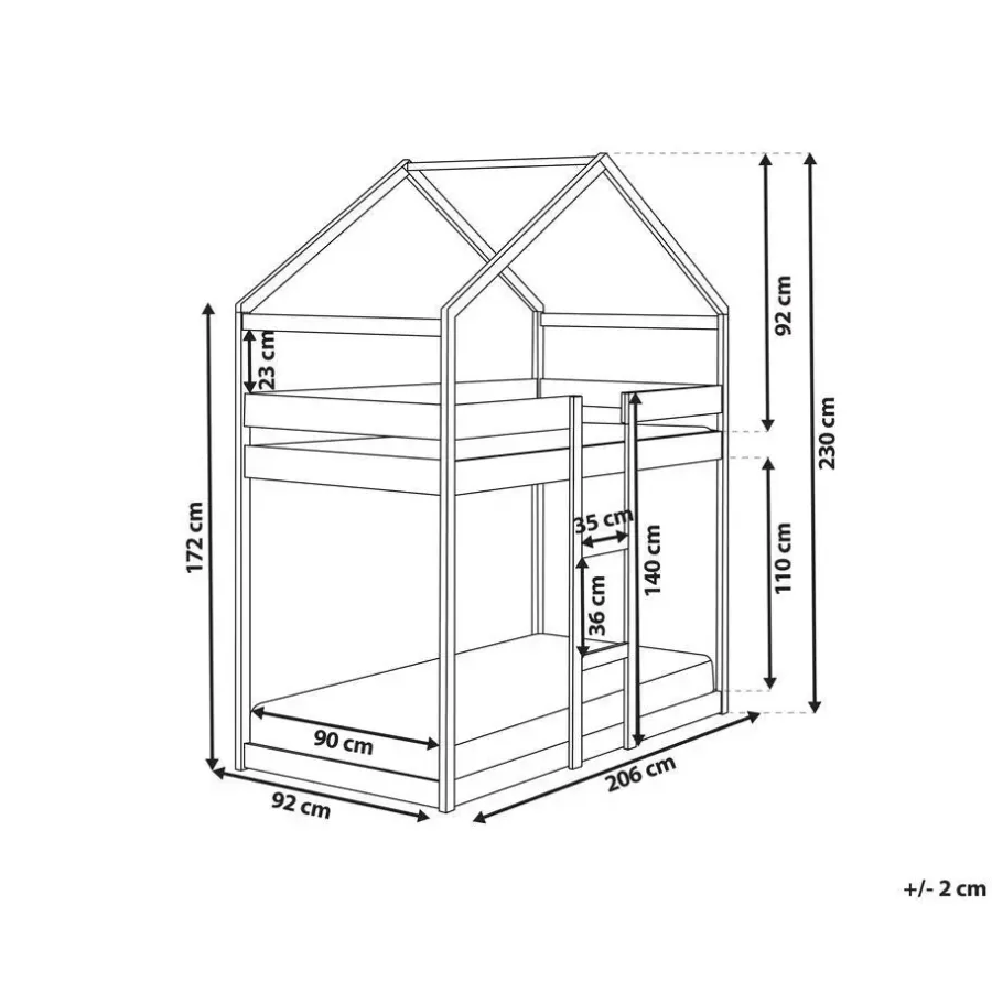 Kinderbedden-Beliani LABATUT - Stapelbed - Wit - 90 x 200 cm - Dennenhout