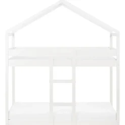 Kinderbedden-Beliani LABATUT - Stapelbed - Wit - 90 x 200 cm - Dennenhout