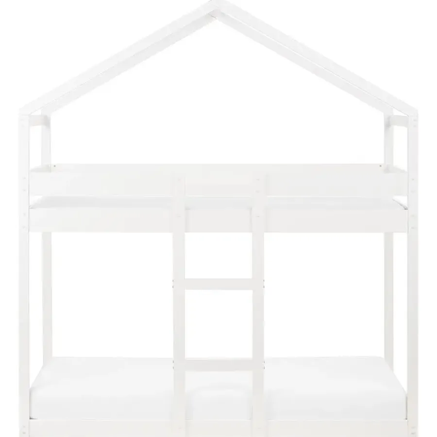Kinderbedden-Beliani LABATUT - Stapelbed - Wit - 90 x 200 cm - Dennenhout