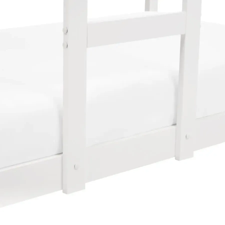 Kinderbedden-Beliani LABATUT - Stapelbed - Wit - 90 x 200 cm - Dennenhout
