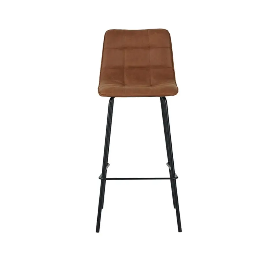 LABEL51 Barkruk Bistro - Cognac - Micro Suede - set van 2