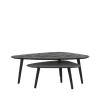 LABEL51 Salontafel Rock 110x64x39 cm - Zwart - Mangohout - Set van 2