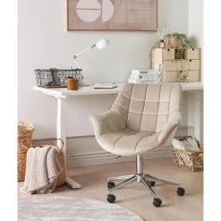 Leen Bakker LABELLE - Bureaustoel - Beige - Fluweel