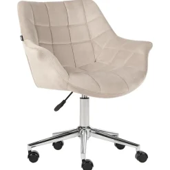 Leen Bakker LABELLE - Bureaustoel - Beige - Fluweel