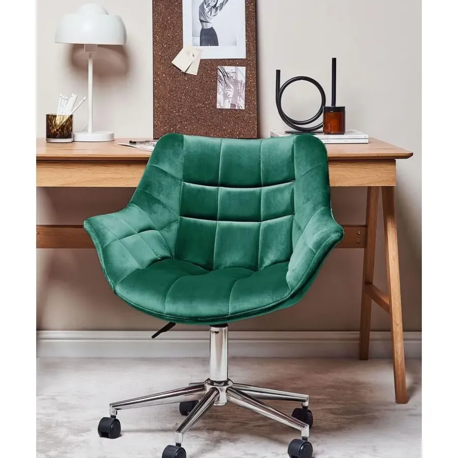 Bureaustoelen|Bureaustoelen-Beliani LABELLE - Bureaustoel - Groen - Fluweel