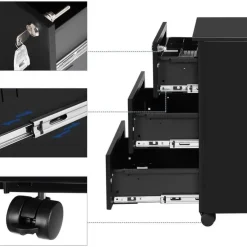 Songmics Ladeblok Incl. Slot - 55x45x39cm - Zwart