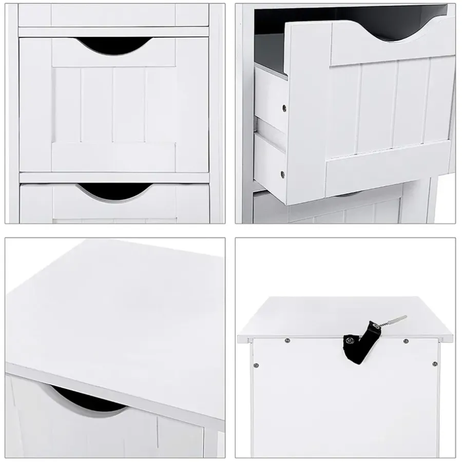 ACAZA Ladekast - badkamer - 4 vakken - 30x82x30 cm - wit