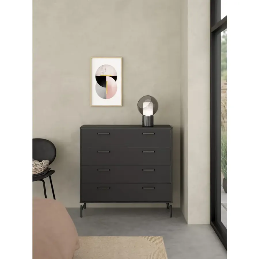Ladekasten|Ladekasten-Leen Bakker Ladekast Canada - mat zwart - 96x99x40 cm