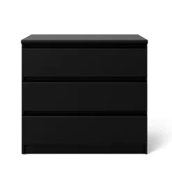 Ladekasten|Ladekasten-Leen Bakker Ladekast Naia - 3 lades - mat zwart - 70,1x76,8x50 cm