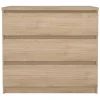 Leen Bakker Ladekast Naia 3 lades - eikenkleur - 70,1x77x50 cm