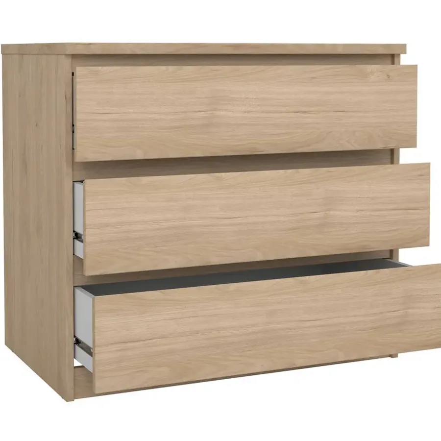 Leen Bakker Ladekast Naia 3 lades - eikenkleur - 70,1x77x50 cm