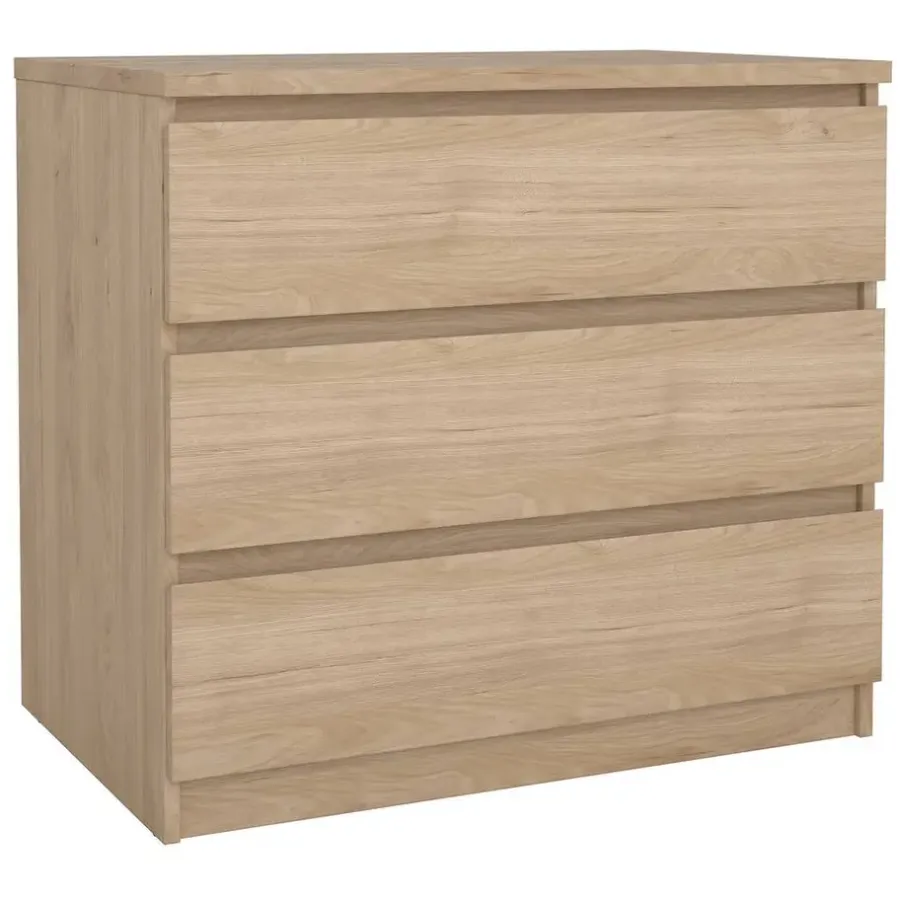 Leen Bakker Ladekast Naia 3 lades - eikenkleur - 70,1x77x50 cm