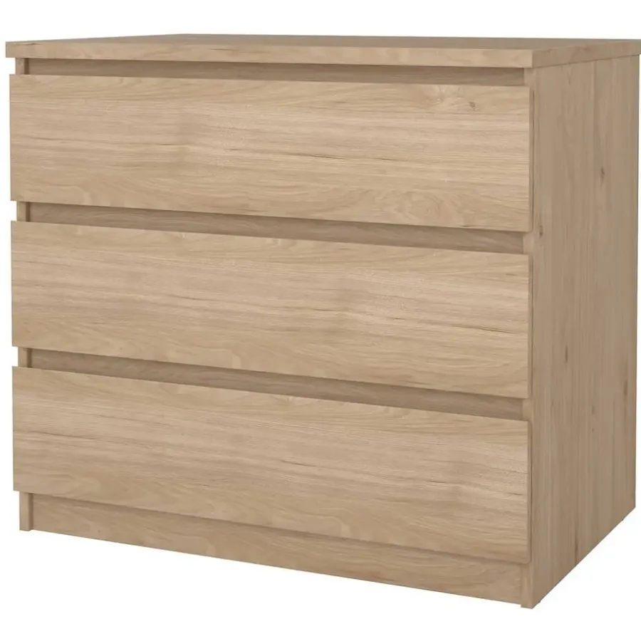 Leen Bakker Ladekast Naia 3 lades - eikenkleur - 70,1x77x50 cm