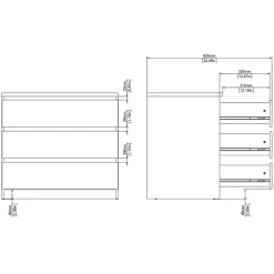 Leen Bakker Ladekast Naia 3 lades - eikenkleur - 70,1x77x50 cm