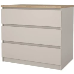 Leen Bakker Ladekast Naia 3 lades - greige/eiken - 70,1x77x50 cm