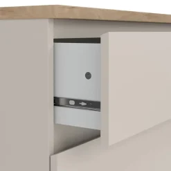 Leen Bakker Ladekast Naia 3 lades - greige/eiken - 70,1x77x50 cm