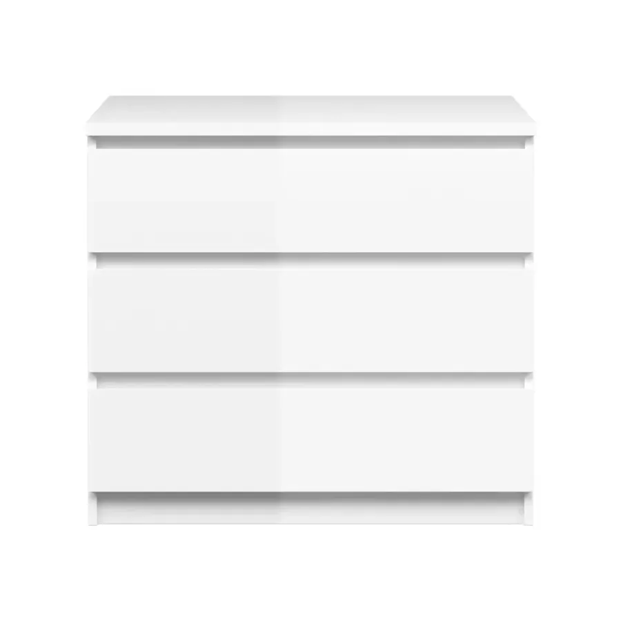 Ladekasten|Ladekasten-Leen Bakker Ladekast Naia 3 lades - hoogglans wit - 70,1x76,8x50 cm