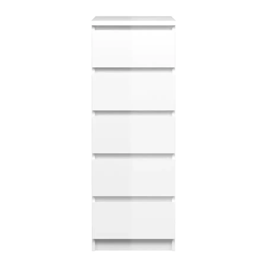 Ladekasten|Ladekasten-Leen Bakker Ladekast Naia hoog 5 lades - hoogglans wit - 111,3x40,2x50 cm