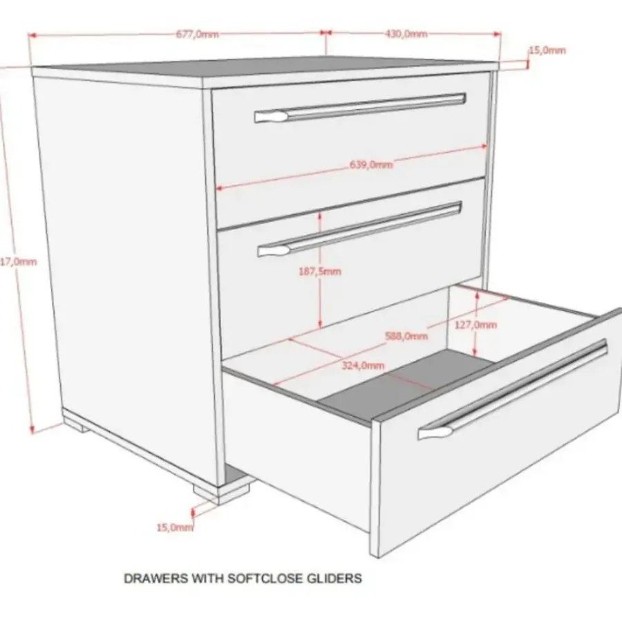 Vipack Ladekast Sammie 68x43x61cm - 3 lades - eikdecor