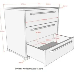 Vipack Ladekast Sammie 68x43x61cm - 3 lades - eikdecor