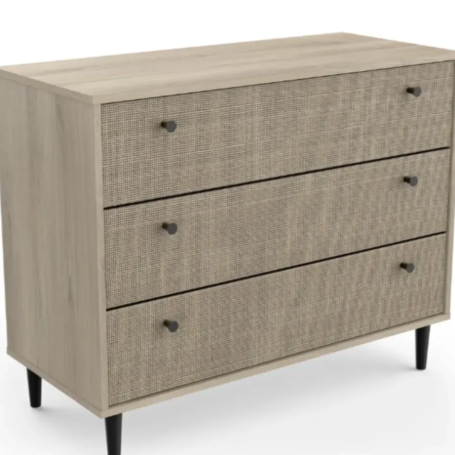 CBA Ladekast Sayuri 3 lades-Kronberg eik/wicker