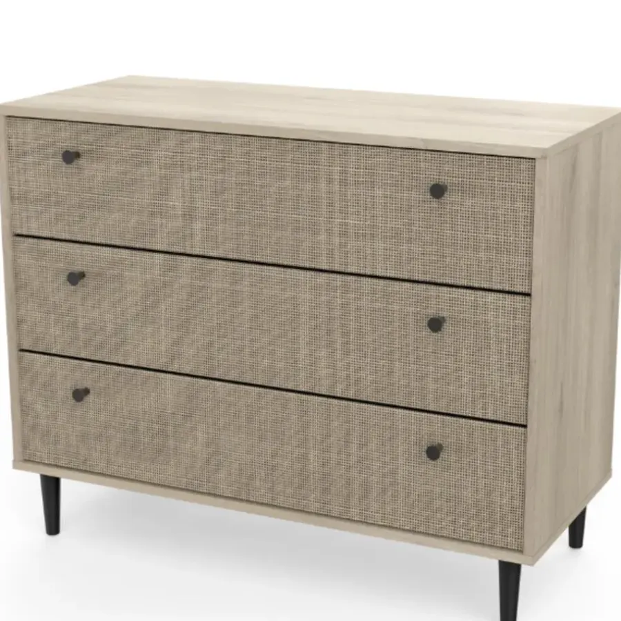 CBA Ladekast Sayuri 3 lades-Kronberg eik/wicker