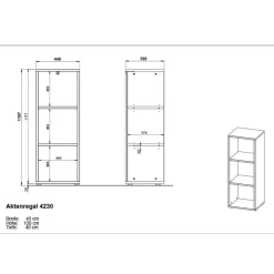 Boekenkasten|Boekenkasten-Germania Lage boekenkast Osmond 45cm - grafiet