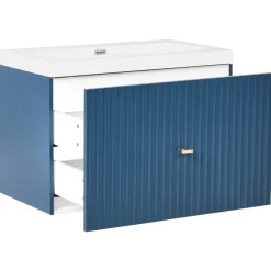 Leen Bakker LAGO - Wandgemonteerde wastafelkast - Donkerblauw - MDF