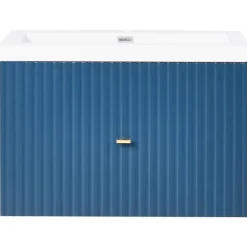 Leen Bakker LAGO - Wandgemonteerde wastafelkast - Donkerblauw - MDF