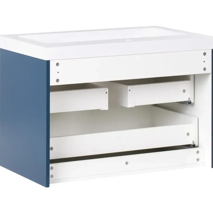 Leen Bakker LAGO - Wandgemonteerde wastafelkast - Donkerblauw - MDF