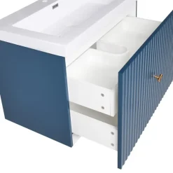 Leen Bakker LAGO - Wandgemonteerde wastafelkast - Donkerblauw - MDF