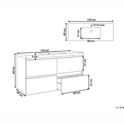 Leen Bakker LAGOA - Wandgemonteerd meubel met wasbak - Lichtbruin - 120 cm - MDF