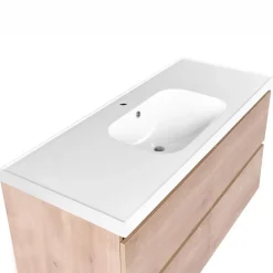 Leen Bakker LAGOA - Wandgemonteerd meubel met wasbak - Lichtbruin - 120 cm - MDF