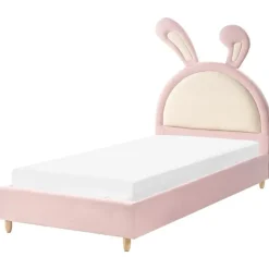 1-Persoons Bedden-Beliani LALLIAS - Eenpersoonsbed - Roze - 90 x 200 cm - Fluweel