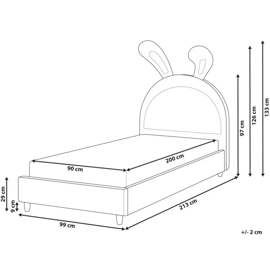 1-Persoons Bedden-Beliani LALLIAS - Eenpersoonsbed - Roze - 90 x 200 cm - Fluweel