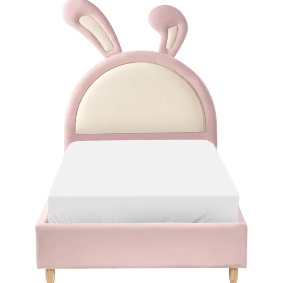 1-Persoons Bedden-Beliani LALLIAS - Eenpersoonsbed - Roze - 90 x 200 cm - Fluweel