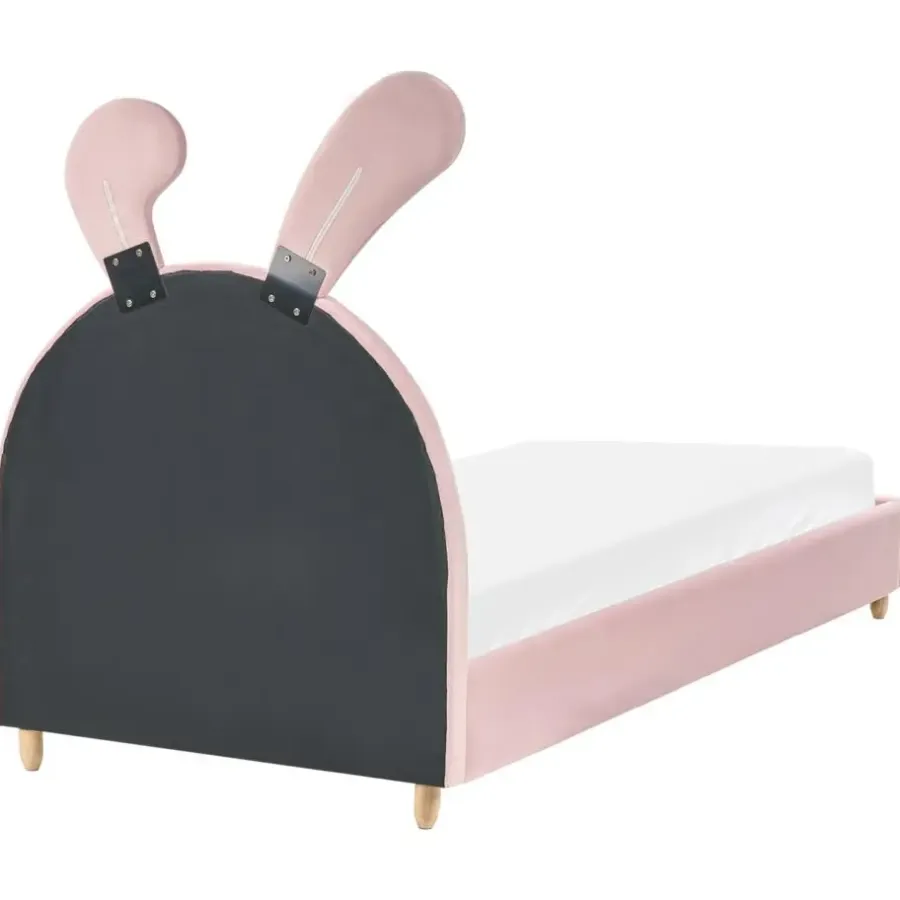 1-Persoons Bedden-Beliani LALLIAS - Eenpersoonsbed - Roze - 90 x 200 cm - Fluweel