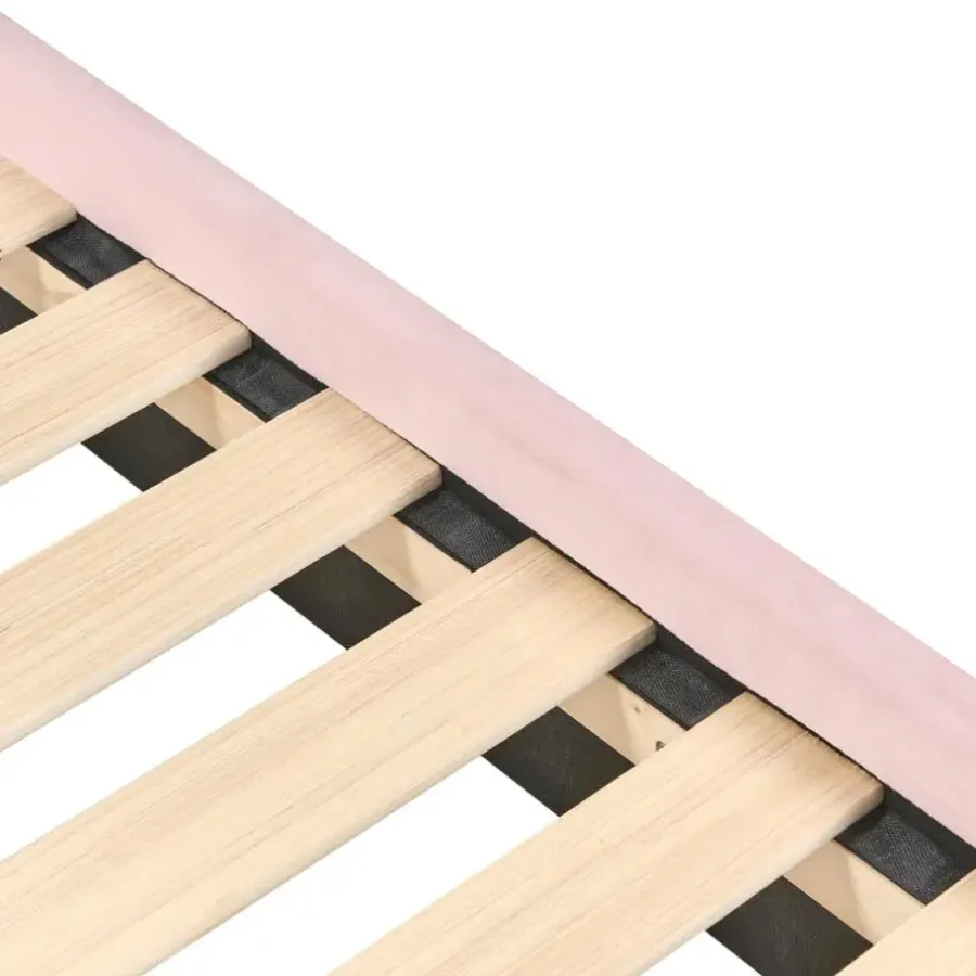 1-Persoons Bedden-Beliani LALLIAS - Eenpersoonsbed - Roze - 90 x 200 cm - Fluweel