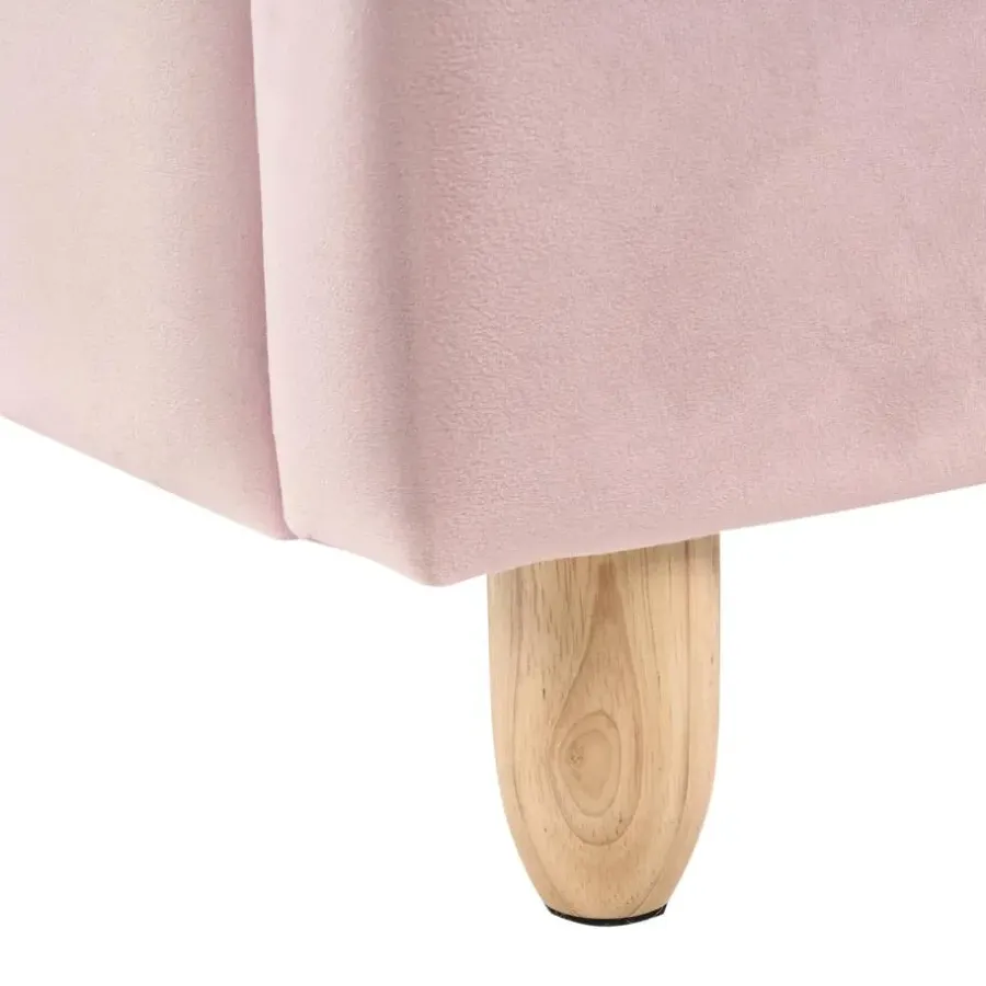 1-Persoons Bedden-Beliani LALLIAS - Eenpersoonsbed - Roze - 90 x 200 cm - Fluweel