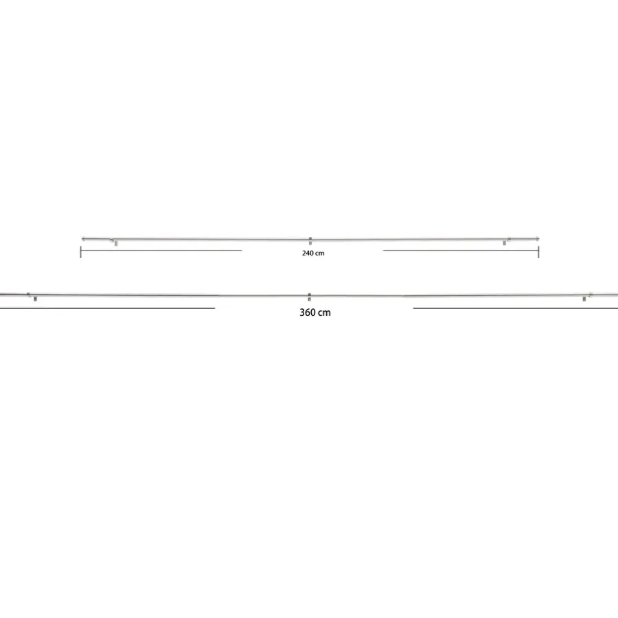 Gordijnroedes-ACAZA Lange Gordijnroede - Uitschuifbaar - Stang van 240-360 cm - Zilver