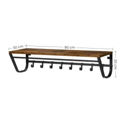 Kapstokken-Merkloos Lange Kapstok voor de Muur of Wand - 90 cm Lang - Rustiek Bruin - Vintage