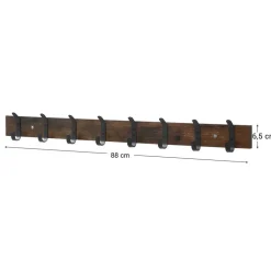 Kapstokken-ACAZA Lange Muur Kapstok - Retro School Kapstok - Bruin - 88 cm Lang