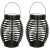 Merkloos Lantaarn - 2 stuks - solar - tuinverlichting - zwart - 19 cm
