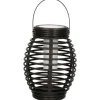 Kandelaars En Windlichten-Merkloos Lantaarn - solar - tuinverlichting - zwart - met vlameffect - 19 cm